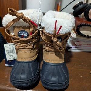 Nautica Kids' Tan and Black Winter Boots